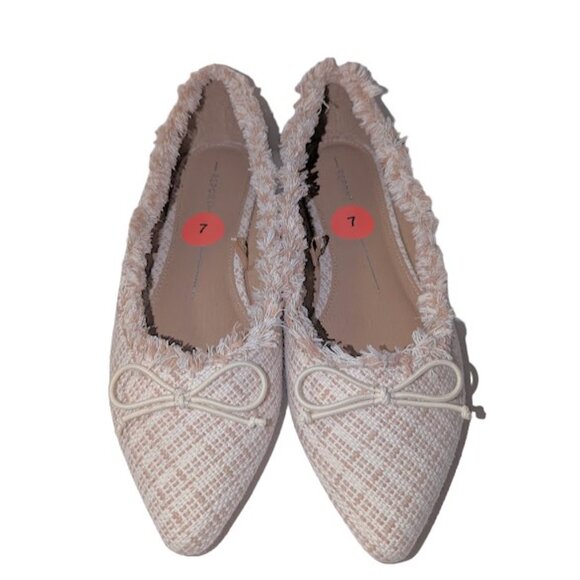 Report Womens Beige Textile Fabric Pointed Toe Ballet Flats w/Bow Size 7 NWOB - Picture 1 of 8